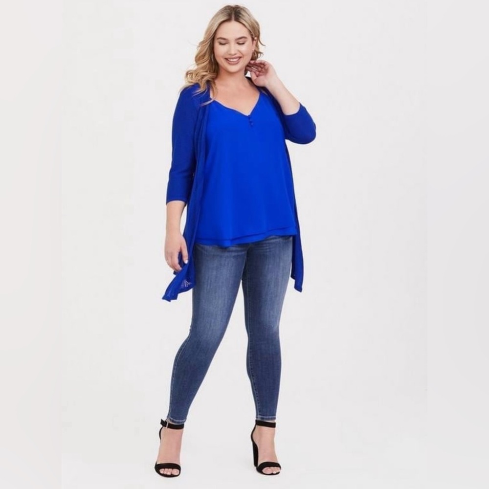 Bundle: Torrid Sophie Chiffon Swing Cami and Pointelle Cardigan Sweater Size 3